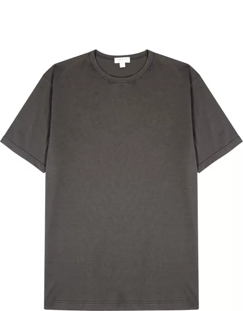 Sunspel Dark Grey Cotton T-shirt - Charcoal
