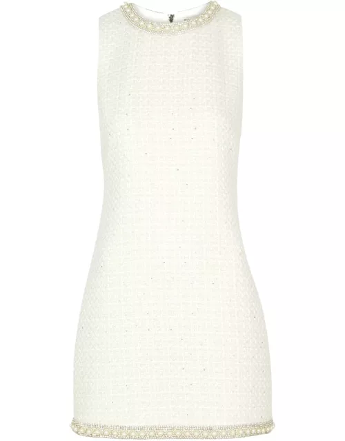 Alice + Olivia Coley Embellished Tweed Mini Dress - Off White - 6 (UK10 / S)