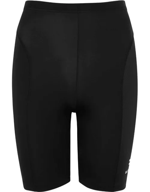 Balenciaga Black Panelled Cycling Shorts, Shorts, Black And White