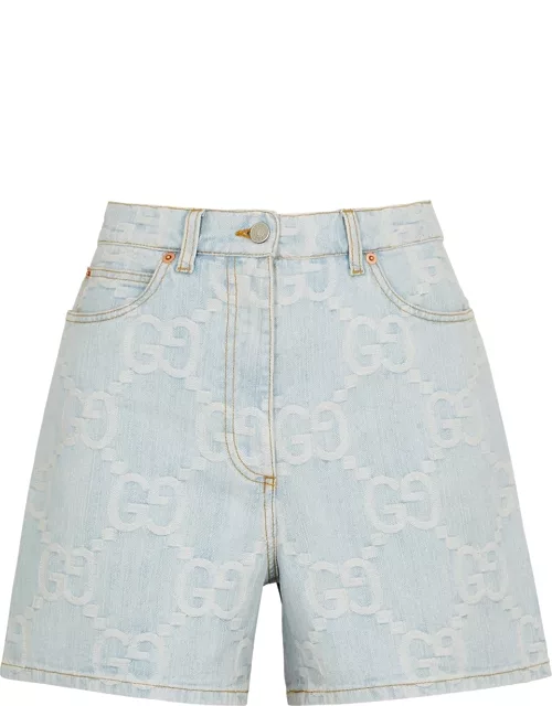 Gucci Blue GG-jacquard Denim Shorts