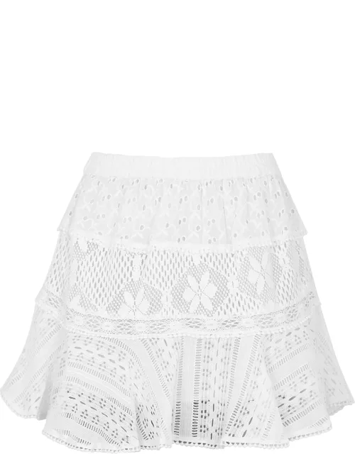 LoveShackFancy Diamond Panelled Cotton-blend Mini Skirt - White