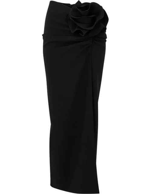 Magda Butrym Black Floral-embellished Stretch-wool Skirt - 12