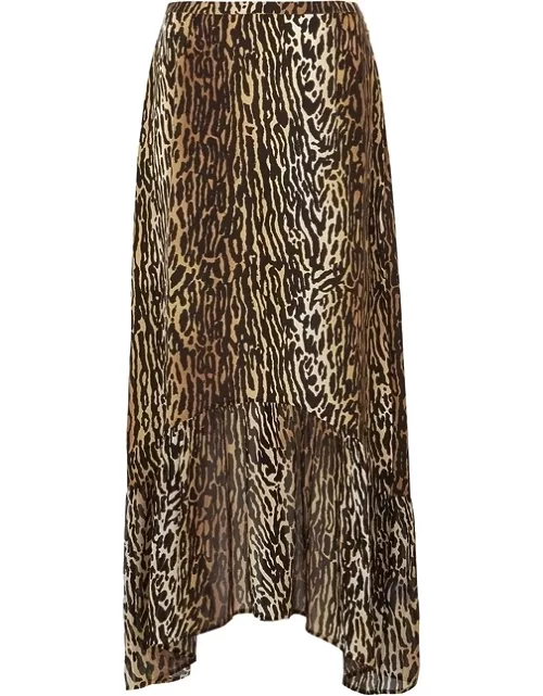 Rixo Leandra Leopard-print Silk Midi Skirt