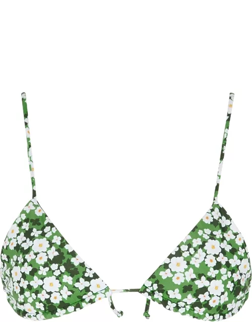 Borgo De Nor Vita Floral-print Triangle Bikini Top, Bikini Top, Green