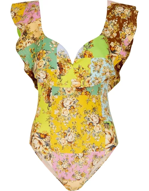 Alemais Matilde Floral-print Ruffled Swimsuit - Multicoloured