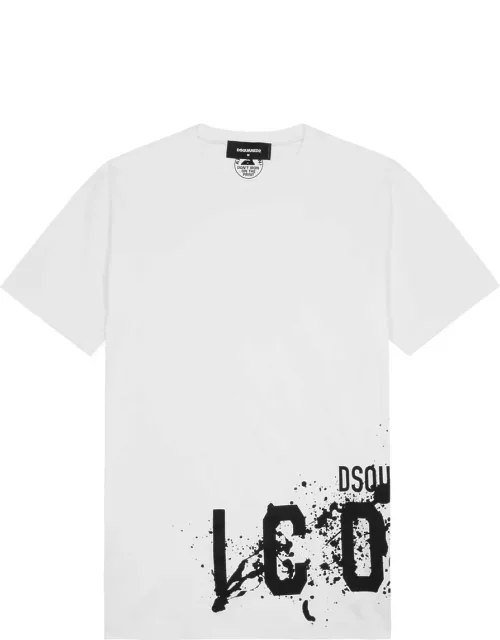 DSQUARED2 Icon Splash Logo Cotton T-shirt - White And Black