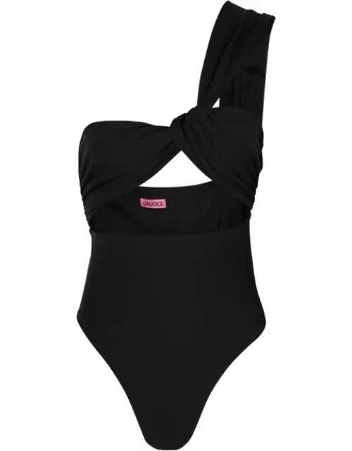 GAUGE81 Digos Black One-shoulder Swimsuit