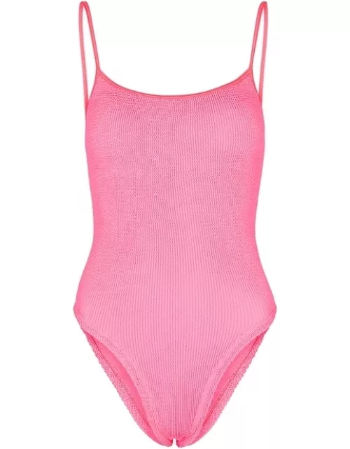 Hunza G Pamela Neon Pink Seersucker Swimsuit - One