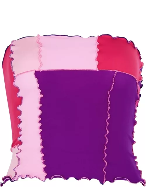 Sherris Ruffle Pink Panelled Bandeau Top