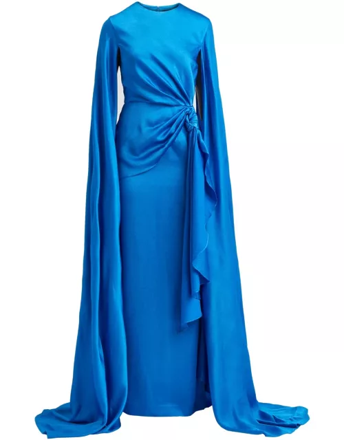 Solace London Elya Draped Satin Maxi Dress - Blue - 12 (UK12 / M)