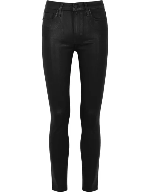 Paige Hoxton Ankle Black Coated Skinny Jeans