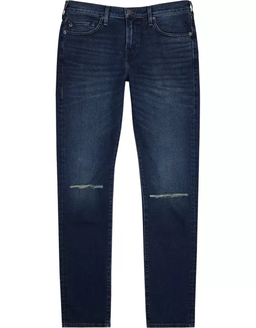 True Religion Rocco Dark Blue Distressed Slim-leg Jeans