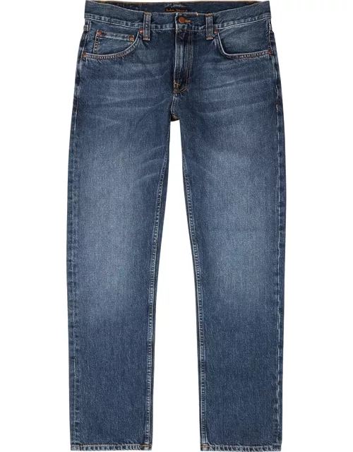 Nudie Jeans Gritty Jackson Blue Straight-leg Jeans, Jeans, MID BLU