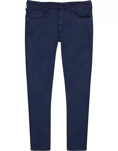 Paige Federal Navy Brushed Stretch-cotton Chinos - Blue