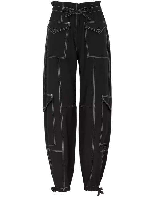 Ganni Light Slub Woven Trousers - Black - 34 (UK6 / XS)