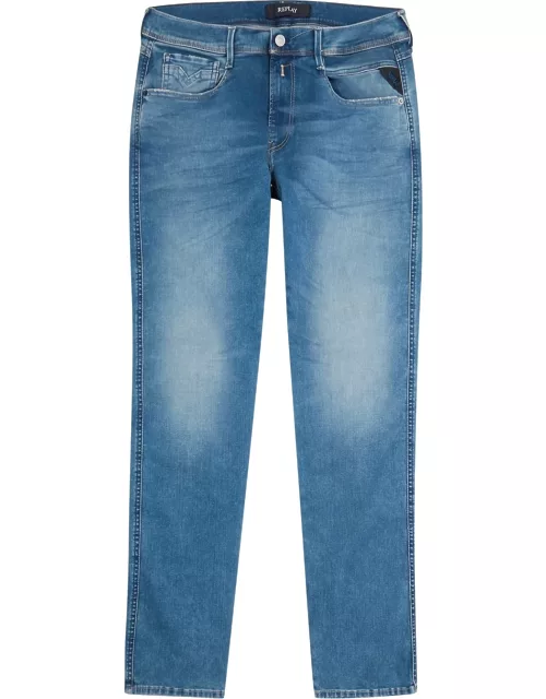 Replay Anbass Hyerflex X-lite Re-Used Blue Slim-leg Jeans - W30/