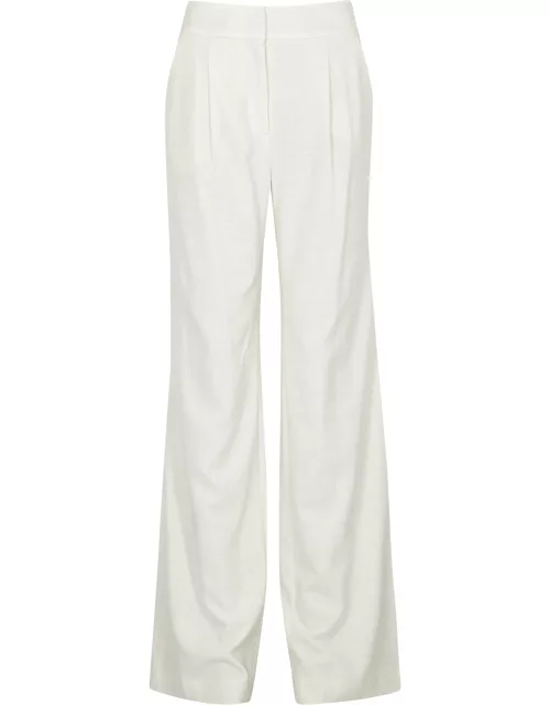 Veronica Beard Robinne Ivory Woven Trousers - Off White