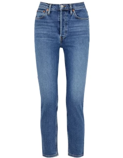 Re/done 90's Blue Cropped Skinny Jeans - Denim