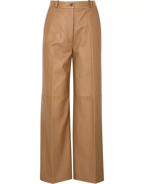 Loulou Studio Noro Brown Wide-leg Leather Trousers - Camel