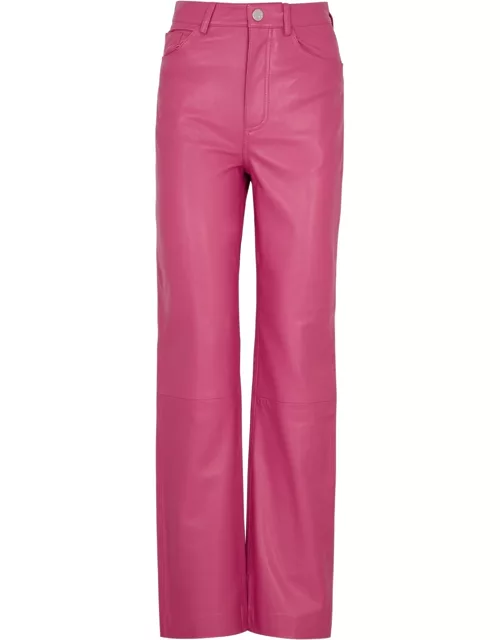 Remain By Birger Christensen Lynn Hot Pink Leather Trousers