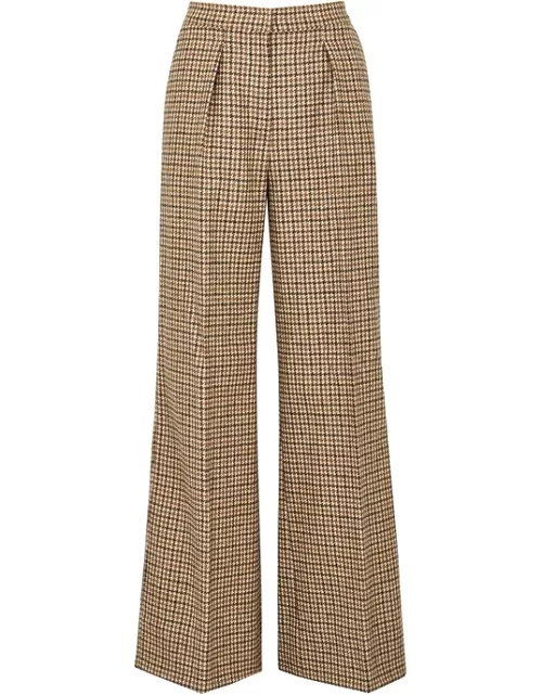 Palm Angels Brown Houndstooth Wool Trousers - Beige