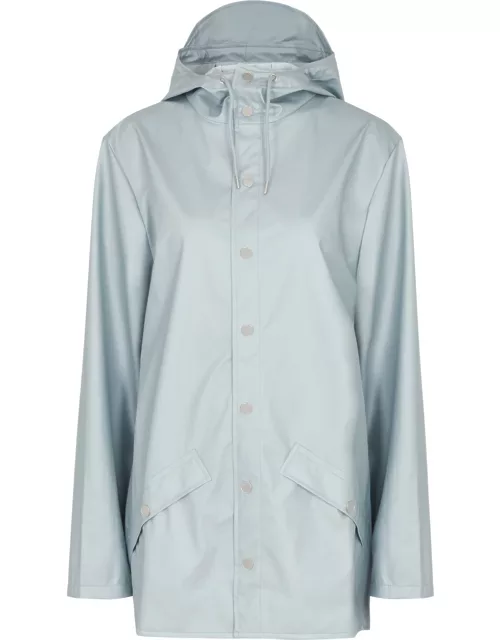 Rains Hooded Rubberised Jacket - Silver - S (UK8-10 / S)