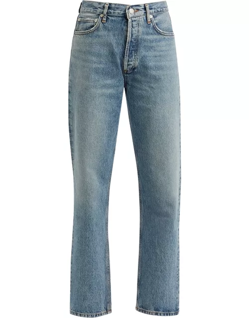 Agolde 90's Pinch Waist Blue Straight-leg Jeans - Mid Blu