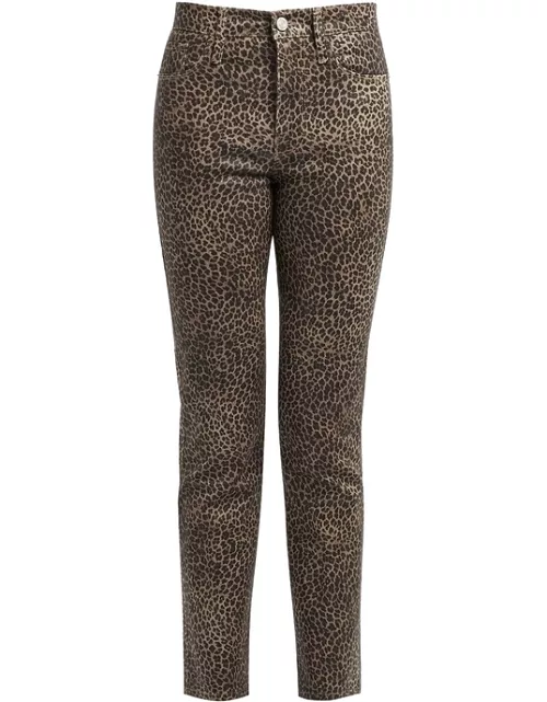 Frame Le Sylvie Leopard-print Coated Straight-leg Jeans - BROWN - W26