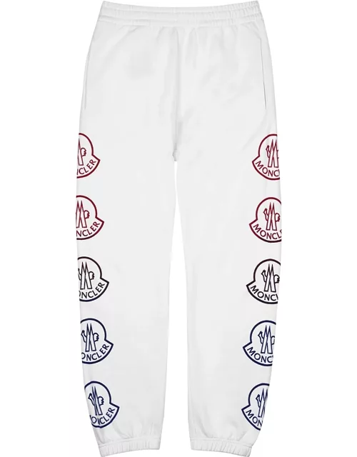 Moncler White Logo-flocked Cotton Sweatpants, sweatpants, white