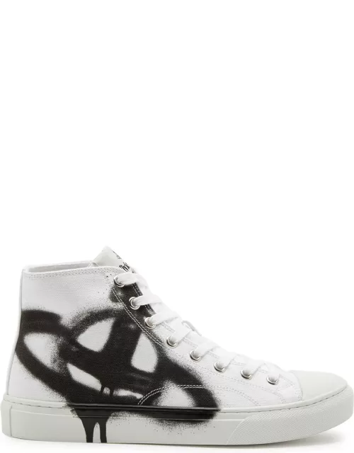 Vivienne Westwood Orb-print Canvas High-top Sneakers - White And Black - 36 (IT36 / UK3)