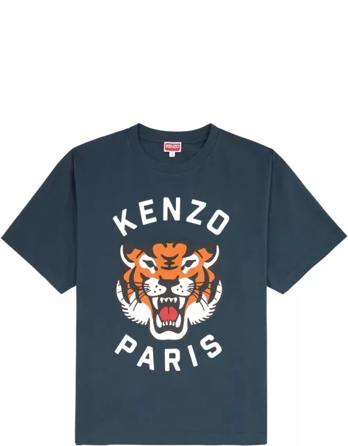 Kenzo Lucky Tiger Printed Cotton T-shirt - Mid Blu