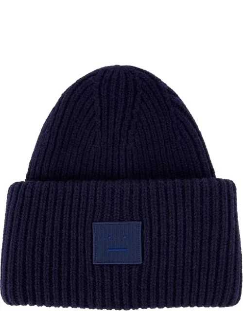 Acne Studios Pansy Navy Ribbed Wool Beanie