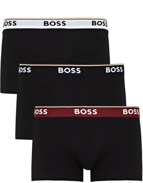 Boss Power Stretch-cotton Trunks - set of Three - Black