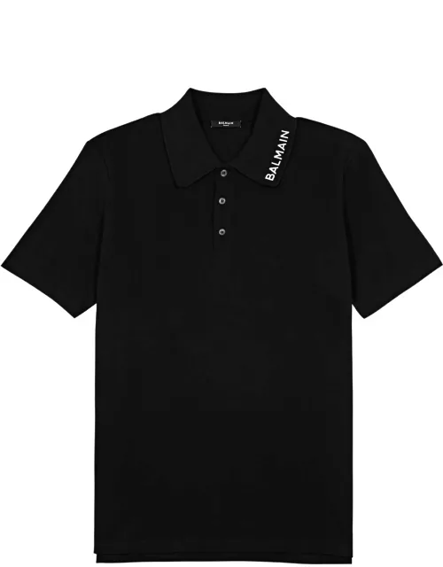 Balmain Logo-embroidered Piqué Cotton Polo Shirt - Black
