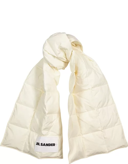 Jil Sander Ivory Quilted Ripstop Shell Scarf