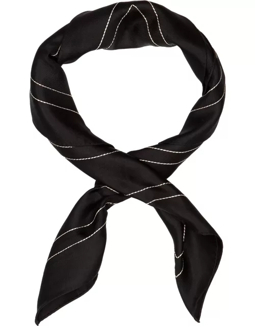Totême Black Logo-embroidered Silk Scarf