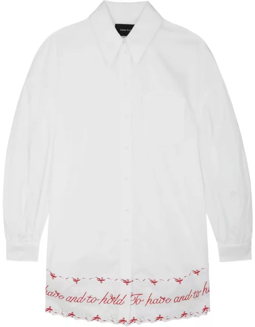 Simone Rocha Embroidered Cotton Shirt Dress - White And Red - 10 (UK10 / S)