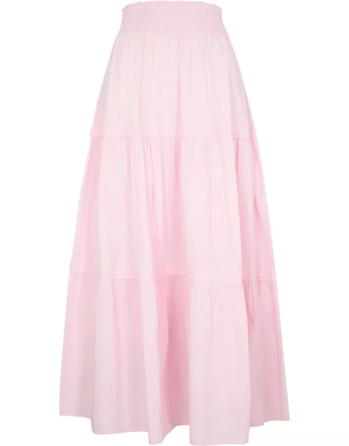 Loveshackfancy Phia Tiered Cotton Maxi Skirt - Pink - S (UK8-10 / S)