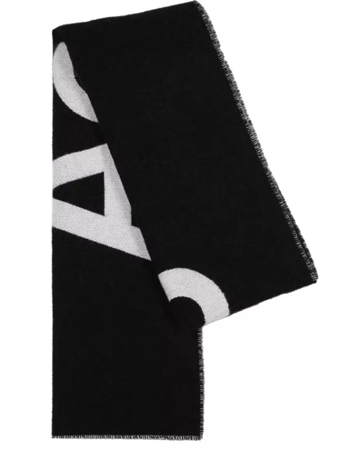 Acne Studios Toronto Logo-intarsia Wool-blend Scarf - Black And White