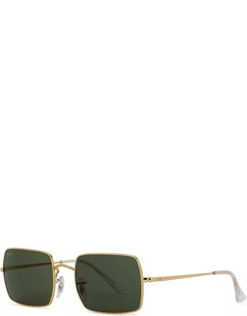 Ray-Ban 1969 Gold-tone Rectangle-frame Sunglasses, Sunglasses, Green