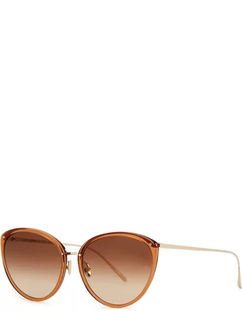 Linda Farrow Luxe Angelica 22kt Gold-plated Cat-eye Sunglasses - Brown