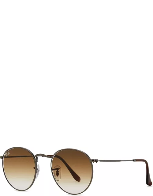 Ray-Ban Gunmetal Round-frame Sunglasses - Brown