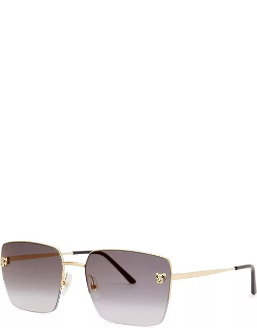 Cartier Panthère De Cartier Gold-tone Square-frame Sunglasse