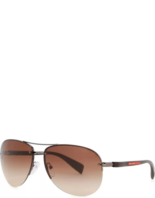Prada Linea Rossa Brown Aviator-style Sunglasse