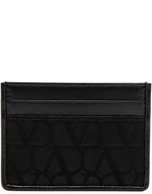 Valentino Garavani VLogo-jacquard Leather Card Holder - Black