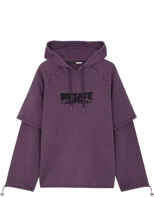Rotate Sunday Enzyme Layered Hooded Cotton Sweatshirt - Dark Purple - M (UK12 / M)
