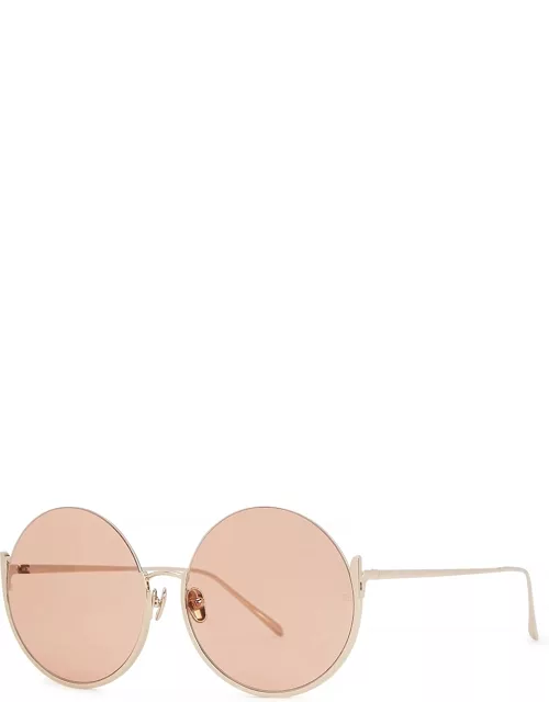 Linda Farrow Luxe Olivia Pink Round-frame Sunglasse