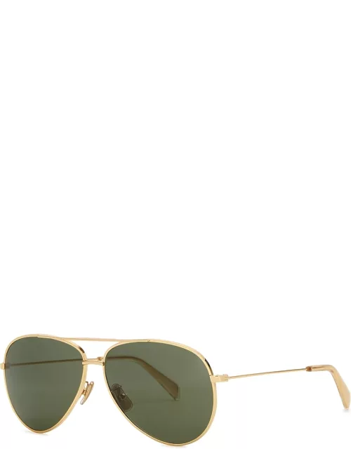 Celine Gold-tone Aviator-style Sunglasses - Green