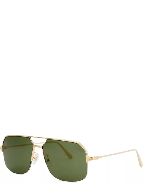 Cartier Santos De Cartier Gold-tone Aviator-style Sunglasse