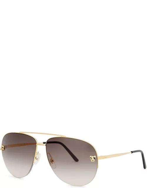Cartier Panthère De Cartier Gold-tone Aviator-style Sunglasse